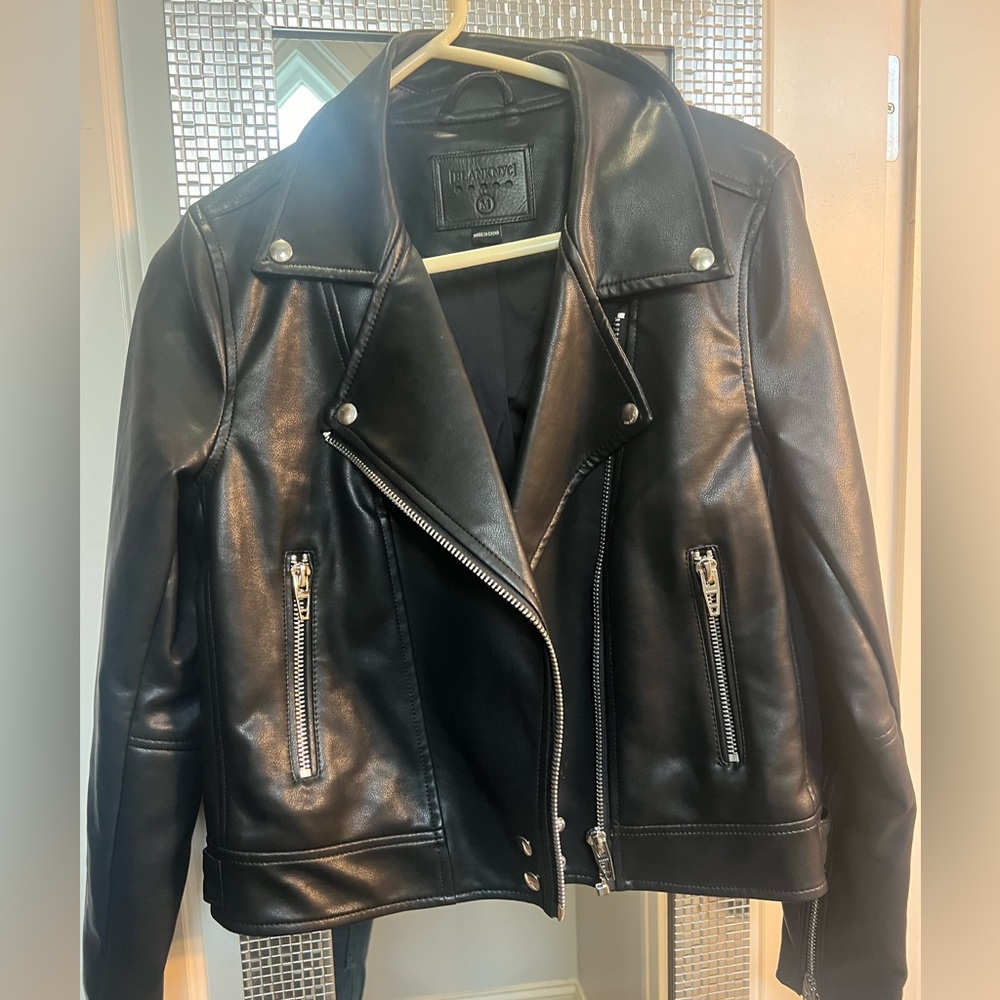 BlankNYC black faux leather moto style jacket size medium
